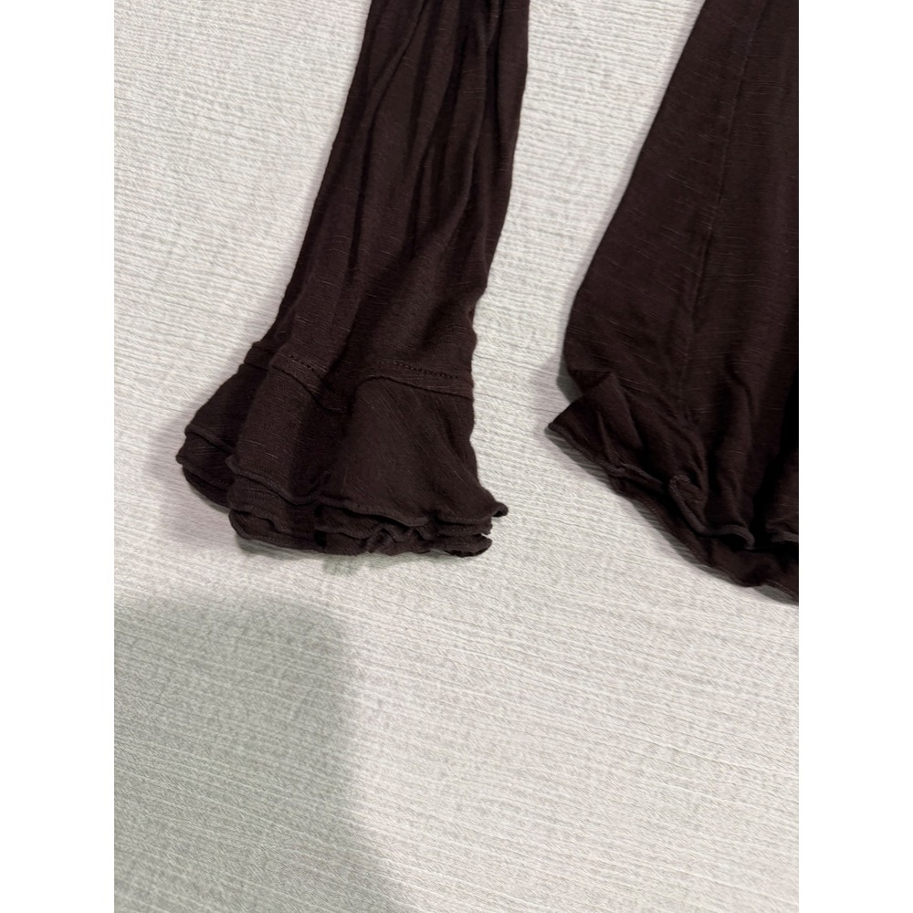 INC International Concepts Brown Ruffle V-Neck Long Sleeve Top XL Rayon - Picture 6 of 11
